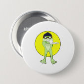 Badge Rond 7,6 Cm Grenouille avec lunettes de natation (Devant & derrière)