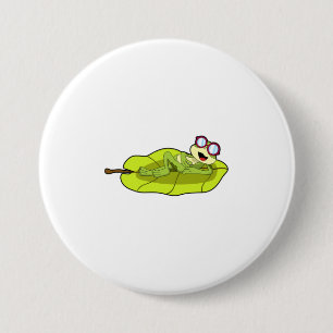 Badge Rond 7,6 Cm Grenouille avec lunettes de soleil