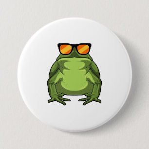 Badge Rond 7,6 Cm Grenouille avec lunettes de soleil