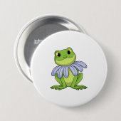 Badge Rond 7,6 Cm Grenouille avec marguerite (Devant & derrière)