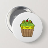 Badge Rond 7,6 Cm Grenouille avec muffin (Devant & derrière)