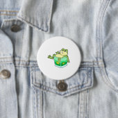 Badge Rond 7,6 Cm Grenouille avec verre de jus (En situation)