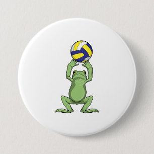 Badge Rond 7,6 Cm Grenouille avec volleyball