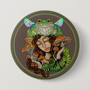 Badge Rond 7,6 Cm Grenouille de Fée Cottagecore