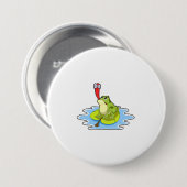 Badge Rond 7,6 Cm Grenouille sur la feuille avec insecte (Devant & derrière)