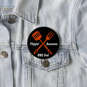 Badge Rond 7,6 Cm Grill Master Papa BBQ