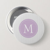 Badge Rond 7,6 Cm Gris et blanc barre le monogramme fait sur (Devant & derrière)