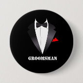 Badge Rond 7,6 Cm Groomsman avec Chemise de Tuxedo - Bouton (Devant)