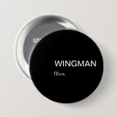 Badge Rond 7,6 Cm Groomsman Wingman Personnel noir blanc (Devant & derrière)