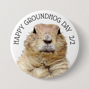 Badge Rond 7,6 Cm Groundhog jour bouton drôle de vacances du 2