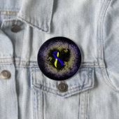 Badge Rond 7,6 Cm Groupe de ruban de sensibilisation bleu et jaune (En situation)