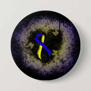 Badge Rond 7,6 Cm Groupe de ruban de sensibilisation bleu et jaune