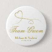 Badge Rond 7,6 Cm Groupe d'équipe | Deux Mariage Gold Hearts (Devant)