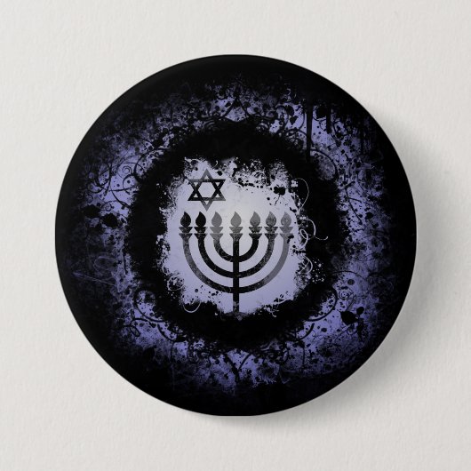 Badge Rond 7,6 Cm Grunge Chanukah Menorah (Devant)