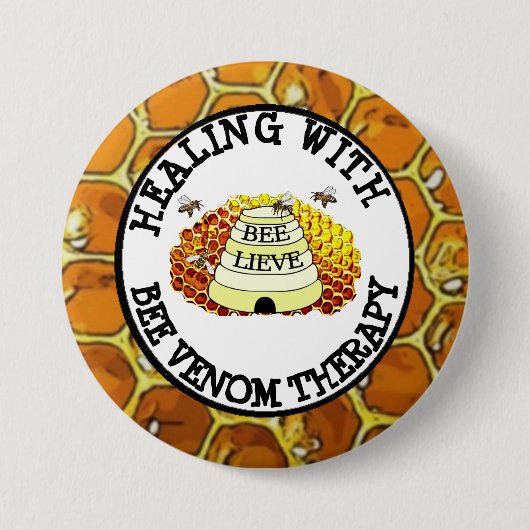 Badge Rond 7,6 Cm Guérison avec le bouton de thérapie de venin (Devant)