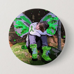 Badge Rond 7,6 Cm Guerrier de la maladie de Lyme fatigué avec des ai