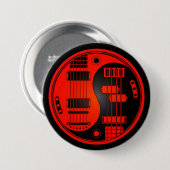 Badge Rond 7,6 Cm Guitare et Yin bas Yang rouge et noir (Devant & derrière)