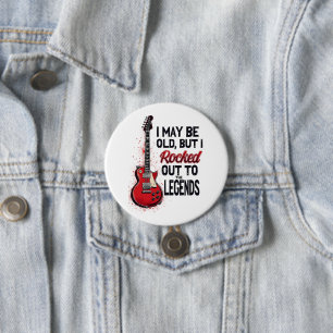 Badge Rond 7,6 Cm Guitare Rock Rétro Design Nostalgie Musique Classi