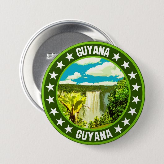 Badge Rond 7,6 Cm Guyana (Devant & derrière)