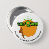Badge Rond 7,6 Cm HALLOQWEEN Afro Queen Halloween élégant (Devant & derrière)