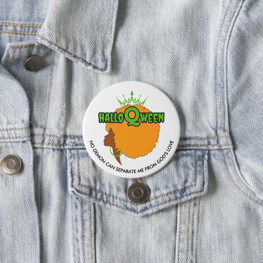Badge Rond 7,6 Cm HALLOQWEEN Afro Queen Halloween élégant (En situation)