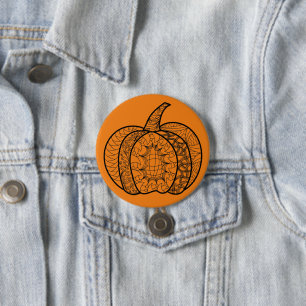 Badge Rond 7,6 Cm Halloween boho Zentangle ® inspiré citrouille Auto