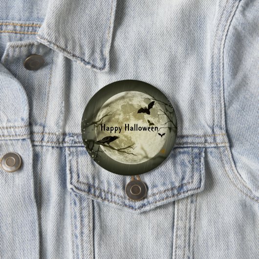 Badge Rond 7,6 Cm Halloween éffrayant chauves-souris  (En situation)