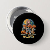 Badge Rond 7,6 Cm Halloween Et Chat (Devant & derrière)