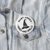 Badge Rond 7,6 Cm Halloween jolie sorcière Casquette épisodes lunair (En situation)