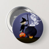 Badge Rond 7,6 Cm Halloween Witch et Cauldron (Devant & derrière)