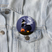 Badge Rond 7,6 Cm Halloween Witch et Cauldron (En situation)