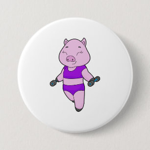 Badge Rond 7,6 Cm Haltère de forme physique pour porc