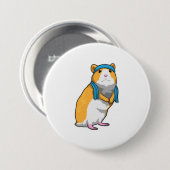 Badge Rond 7,6 Cm Hamster à Fitness avec serviette (Devant & derrière)