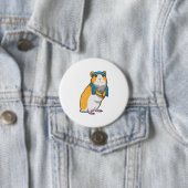 Badge Rond 7,6 Cm Hamster à Fitness avec serviette (En situation)