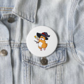 Badge Rond 7,6 Cm Hamster as Wizard with Magic mur (En situation)