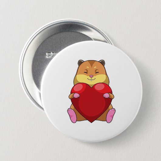 Badge Rond 7,6 Cm Hamster au coeur (Devant & derrière)