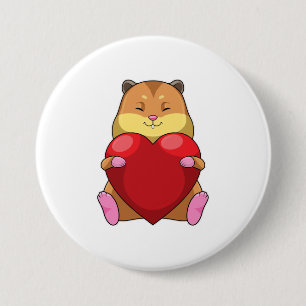 Badge Rond 7,6 Cm Hamster au coeur