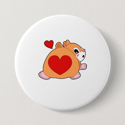 Badge Rond 7,6 Cm Hamster au coeur (Devant)