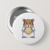 Badge Rond 7,6 Cm Hamster avec biscuit (Devant & derrière)