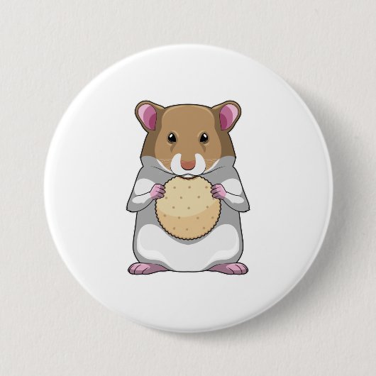 Badge Rond 7,6 Cm Hamster avec biscuit (Devant)