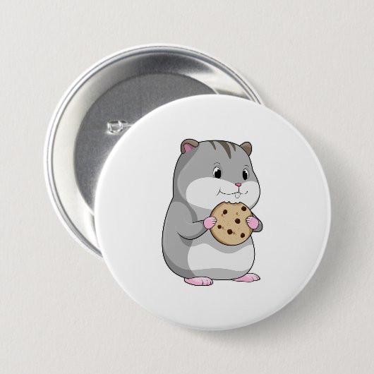 Badge Rond 7,6 Cm Hamster avec Cookie (Devant & derrière)