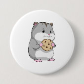 Badge Rond 7,6 Cm Hamster avec Cookie (Devant)