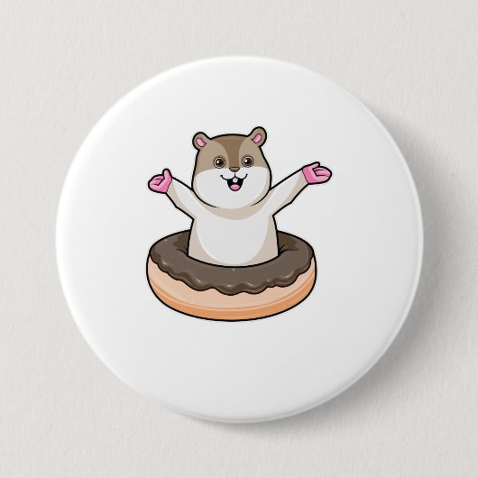 Badge Rond 7,6 Cm Hamster avec de l'âne au chocolat (Devant)