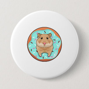 Badge Rond 7,6 Cm Hamster avec Donut