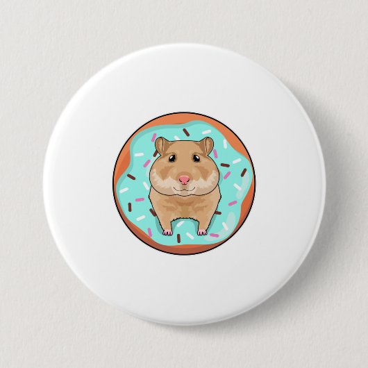 Badge Rond 7,6 Cm Hamster avec Donut (Devant)