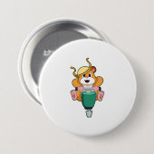 Badge Rond 7,6 Cm Hamster avec Jackhammer (Devant & derrière)