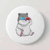 Badge Rond 7,6 Cm Hamster avec lunettes (Devant)
