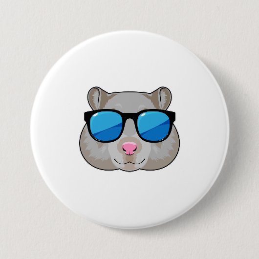 Badge Rond 7,6 Cm Hamster avec lunettes de soleil (Devant)