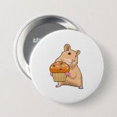 Badge Rond 7,6 Cm Hamster avec Muffin (Devant & derrière)