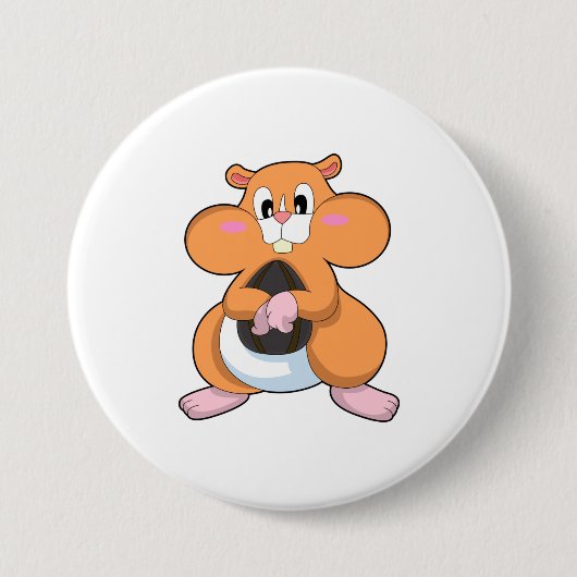 Badge Rond 7,6 Cm Hamster avec noyer (Devant)